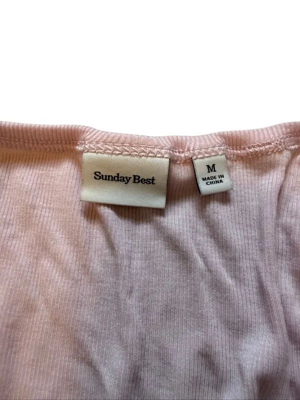 Aritzia Sunday Best Baby Pink Ribbed Tank Medium - Image 4