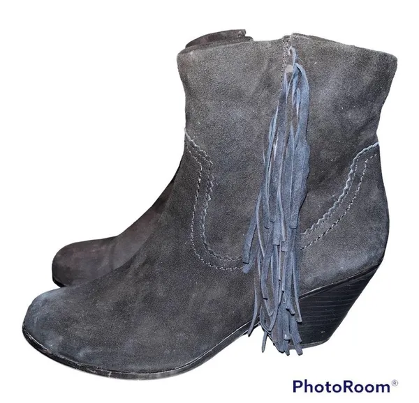 Sam Edelman Black Suede Fringe Louie Booties - Image 2