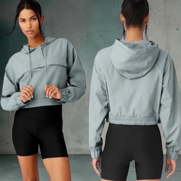 Alo International Anorak Hoodie Cosmic Grey‎ Athletic Outdoors Utility L - Image 2