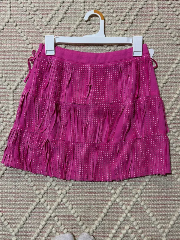 Pink fringe skirt - Image 2