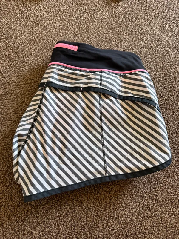 Black and White and Light Pink Striped Lululemon Speed Up Shorts 2.5' - Image 5