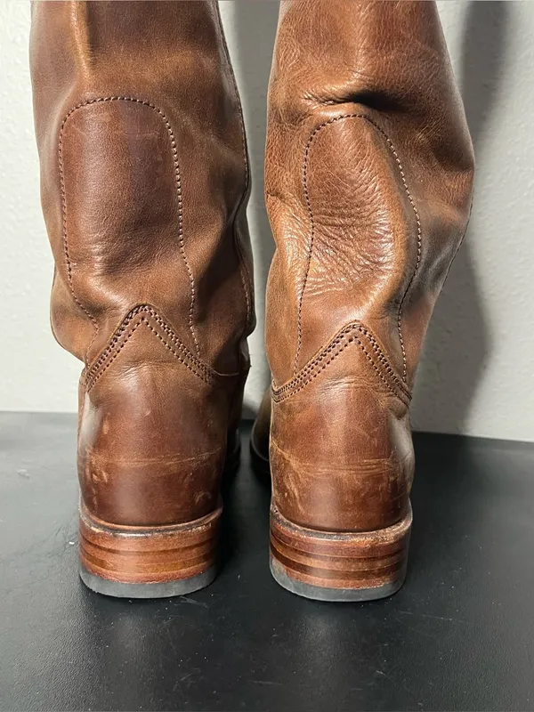 Sendra 9177 Brown Leather Studded Pull On Tall Riding Boots Size 7.5 - Image 5