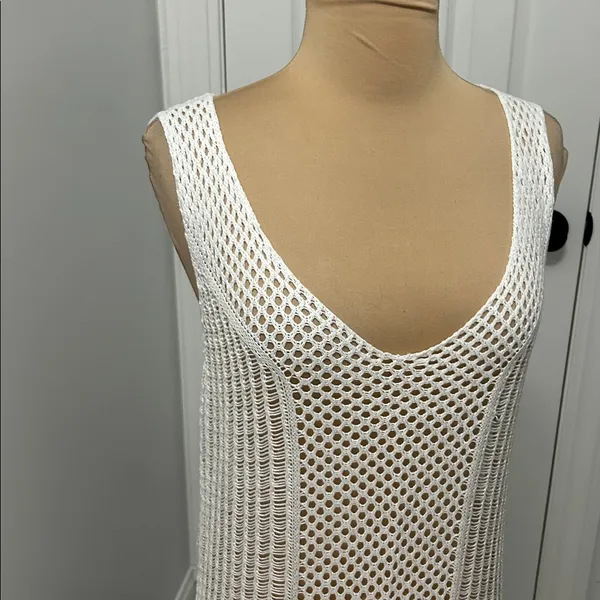 Zara White Crochet Cover Up Maxi Dress - Image 4