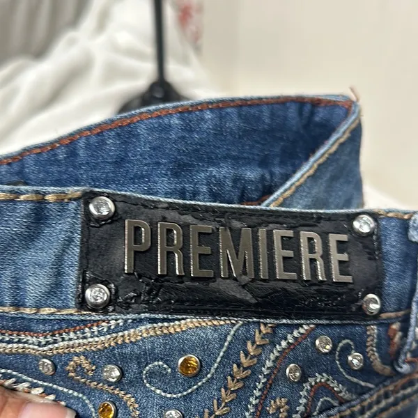 Premier Blue Boot Cut Jeans with Ornate Back Design - Image 13