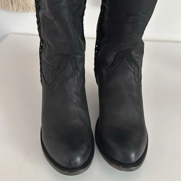 Lane Women's Plain Jane Charcoal Tall Western Boots EUC - Image 3