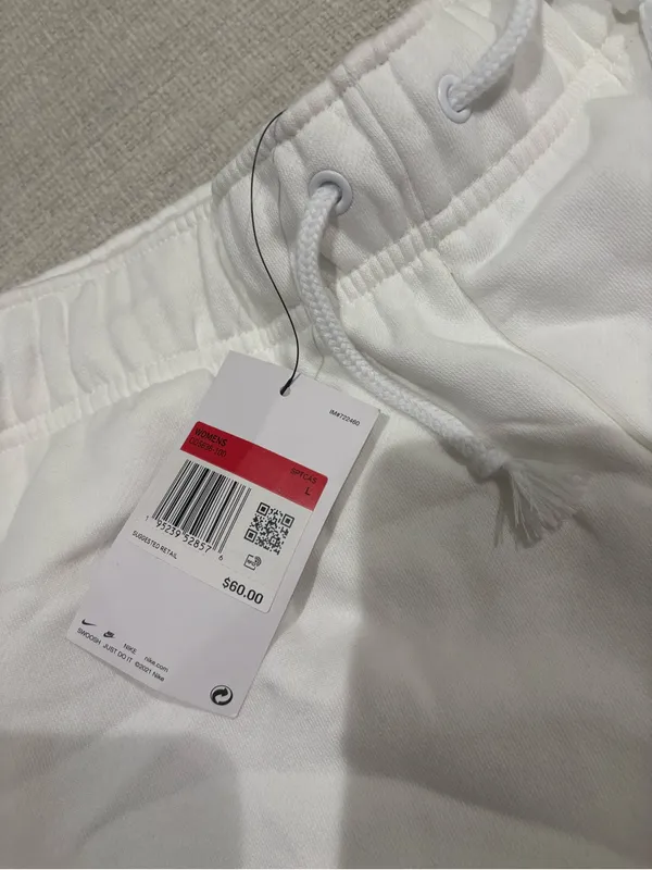 Nike White Drawstring Sweatpants with Red Tag - Image 2
