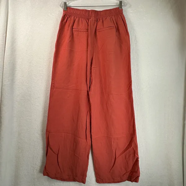A New Day Womens Burnt Orange Wide Leg Drawstring High Rise Pants Size M Rust - Image 2