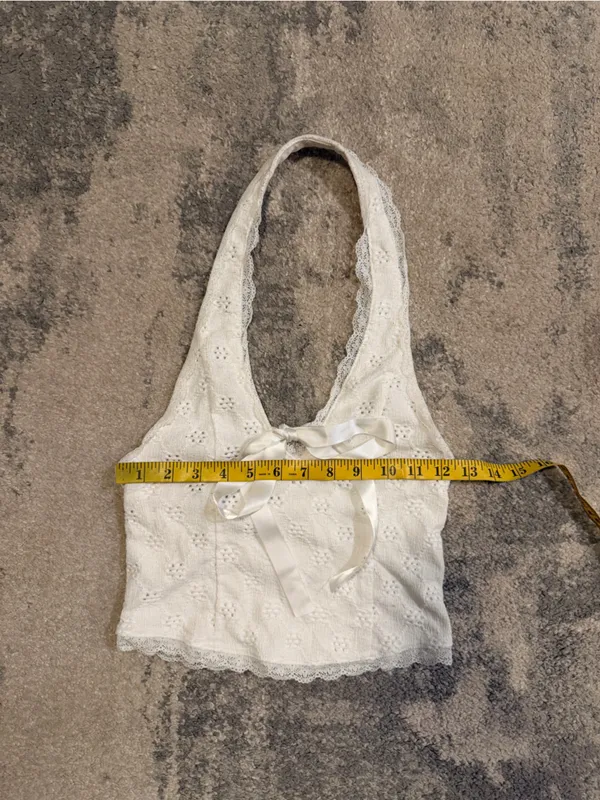 Kimchi Blue White Lace Halter Top with Ribbon - Image 2