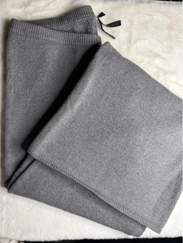 SKIMS Knit Relaxed Fit Pants Dark Heather Gray SZ Med NEW - Image 4