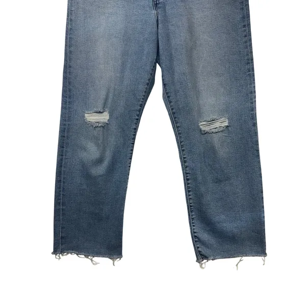 Levis Ribcage Straight Ankle Jeans Womens 32 Medium Wash Distressed Button‎ Fly - Image 4