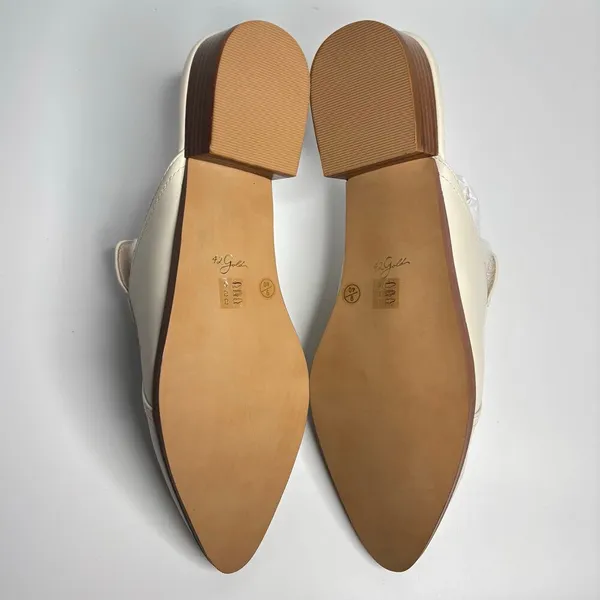 42 GOLD by Chinese Laundry Rue Pointed Toe Mules in Ecru Soft Leather - Image 8