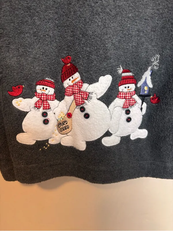 CB Casual Christopher Banks Women’s Cardigan Button Up Fleece Snowman Bird - Image 4