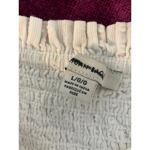 AMERICAN EAGLE Smocked Crop Top Size Large L White COQUETTE COTTAGE FEMININE - Image 2