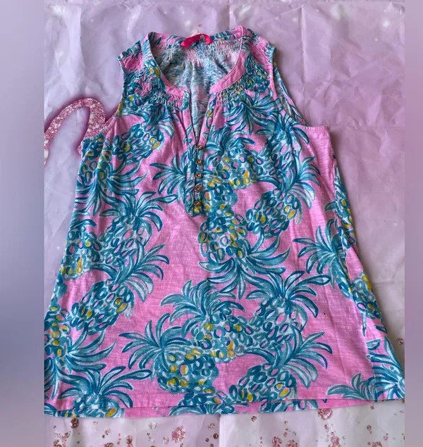 Lilly Pulitzer Pink and Blue Patterned Top - Image 4