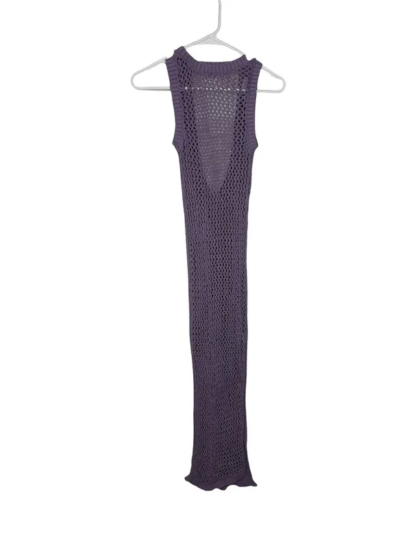 👗 Beach Riot‎ Holly Crochet Swim Cover-Up Dress XS Purple Open Knit Maxi 👗 - Image 2