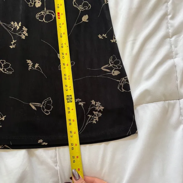 Vintage 90s Black Tan Floral Midi Skirt Medium Indie Sleeze Gothic Grunge Witchy - Image 3