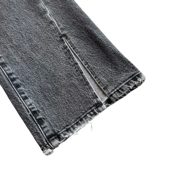 Good American Size 10/30 Curvy Twist Straight Leg Jeans Washed Black‎ Split Hem - Image 6