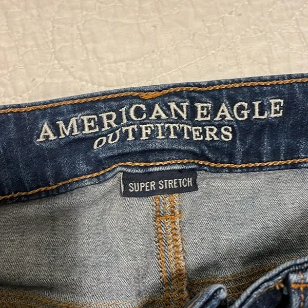 American Eagle Dark Wash Distressed Skinny Jeans Jeggings - Image 2