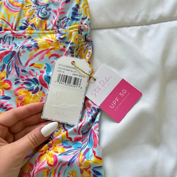 NWT Stella Parker UPF 50 Skort Skirt Blue Floral Paisley Medium Tennos Golf - Image 2