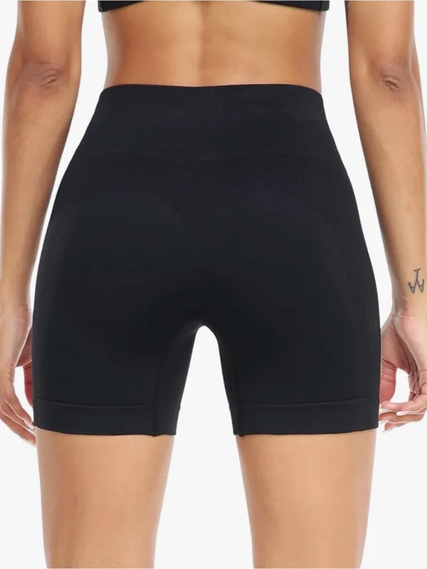 High-Waist Black Seamless Gym Workout Shorts Size Large New - Image 4