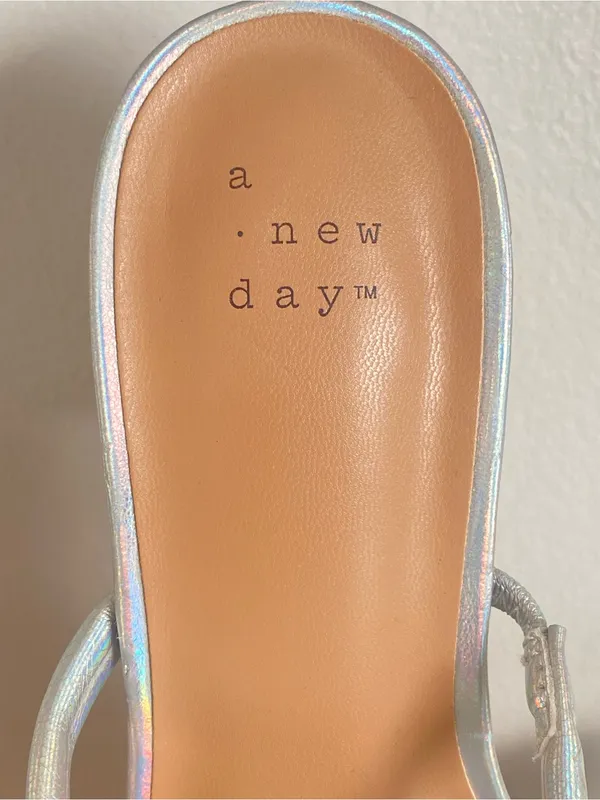 a new day Holographic Metalic Strappy Block Heel Sandal - Image 8