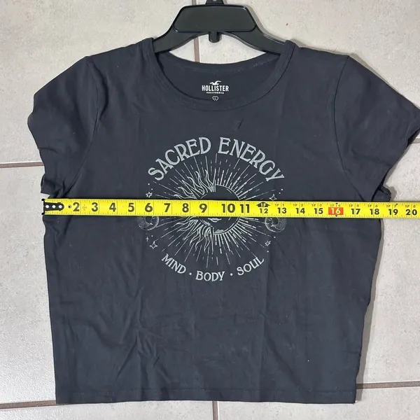 Hollister Women Gray Basic Crop Top Shirt size‎ L - Image 6