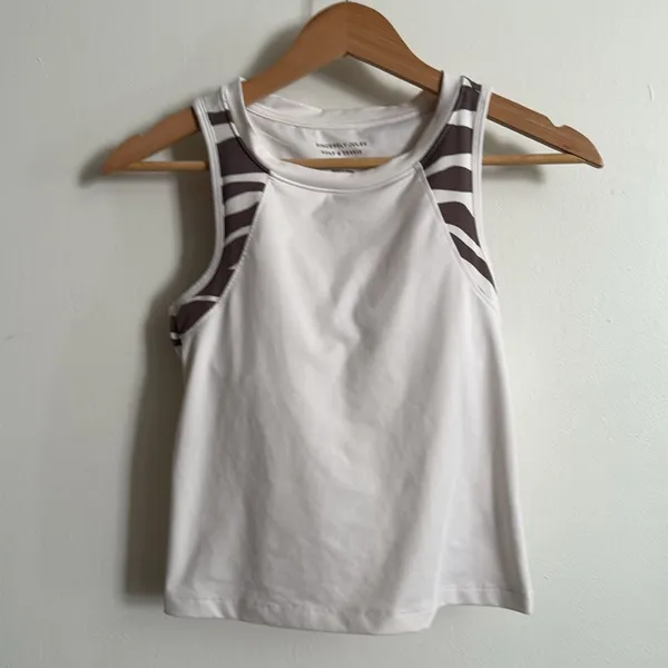 Sincerely Jules Golf & Tennis White Zebra Print Racerback‎ Athletic Tank Top XS - Image 5