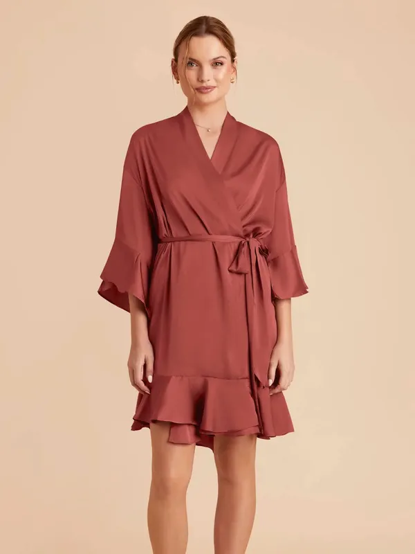 Birdy Grey Matte Satin Wrap Robe in Auburn, XS/S - Image 2