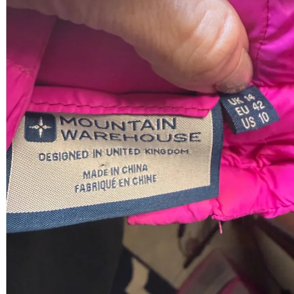Mountain Warehouse Womens Pink‎ Puffer Jacket Hooded Lightweight Packable Sz 10 - Image 2