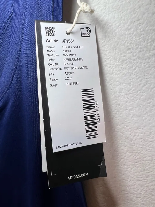 Adidas Utility Singlet Tank Top Shirt Navy Blue Lightweight Running NEW Sz Small - Image 8