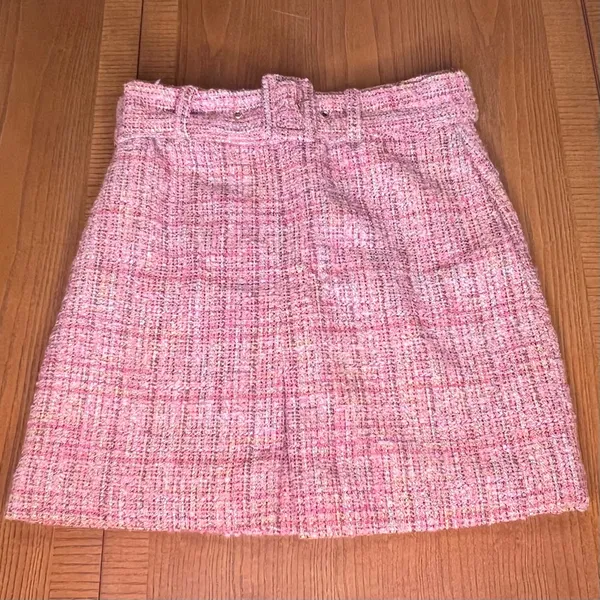 Lovers‎ + Friends REVOLVE Amira Notched Front Tweed Mini Skirt Belt Pink Size XS - Image 7