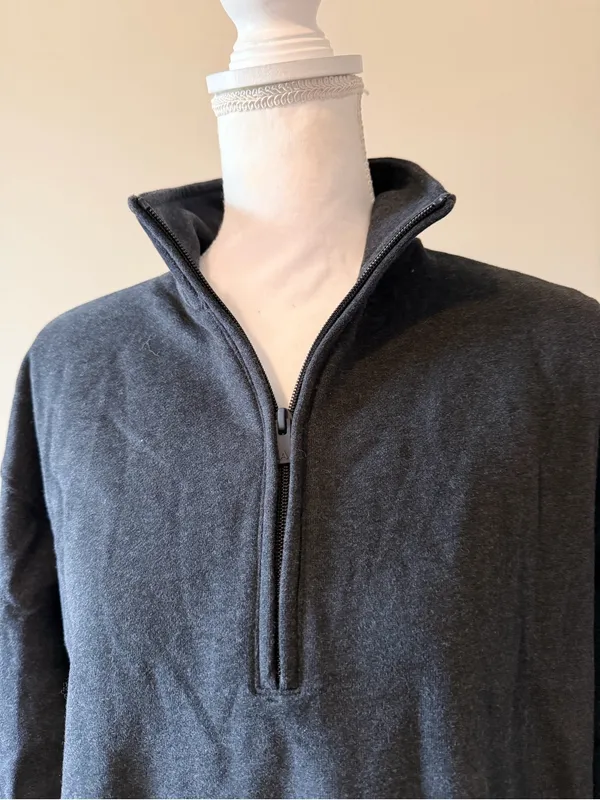 NWT Aritzia Cozy Fleece boyfriend 1/2 zip relaxed fit size small Heather black - Image 3
