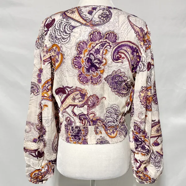 Band Of The Free New Paisley Lace V-Neck Balloon Sleeve Crop Top Size Small - Image 13