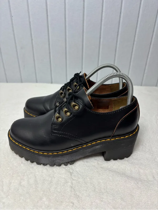 Dr. Martens Leona Lo Black Platform Heeled‎ Oxford Shoes Womens size 7 - Image 2