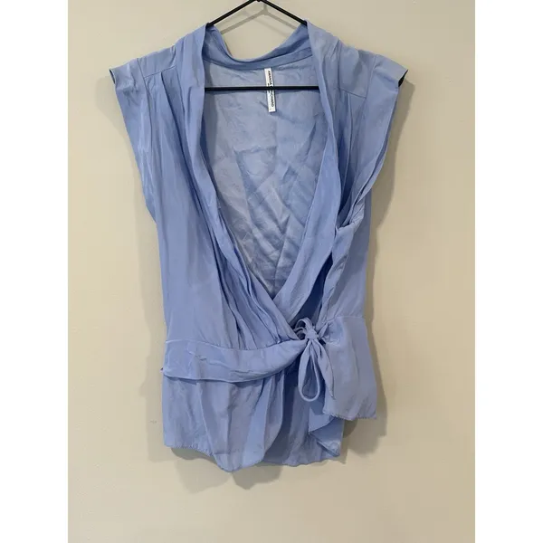 Amanda Uprichard Emmett 100% Silk Sleeveless Wrap Blouse Top Size Large 1425 - Image 4