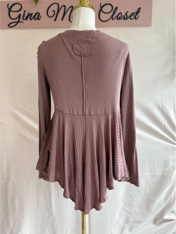 We The Free Women's Mauve Long Sleeve Flared Top, Size Small - Image 2