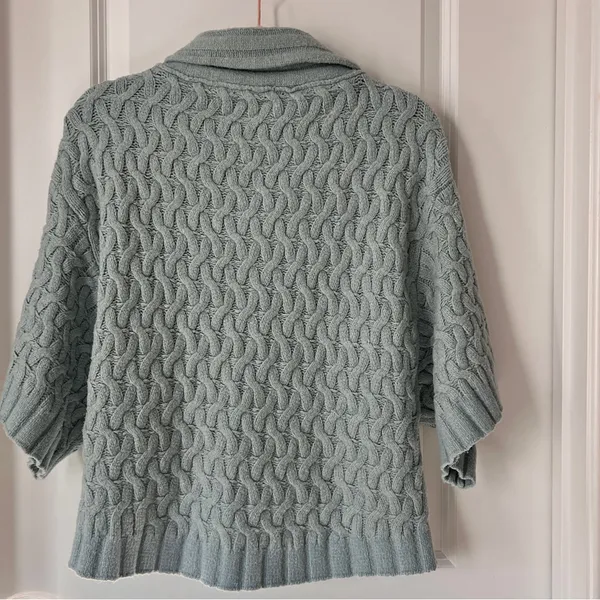 Free People Green Chunky‎ Knit Button Front Sweater XS Cozy Boho Cardigan - Image 7