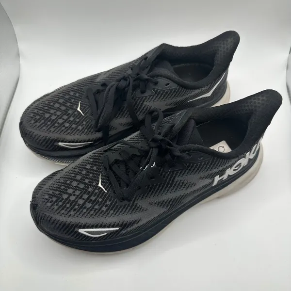Hoka One One Clifton 9 Women's Running Shoes Black White Size 6.5B - Image 2