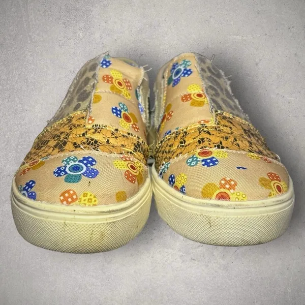 Source Unknown Women's Multicolor Floral Slip-On Canvas Raw Edge‎ Flat Shoes - Image 3