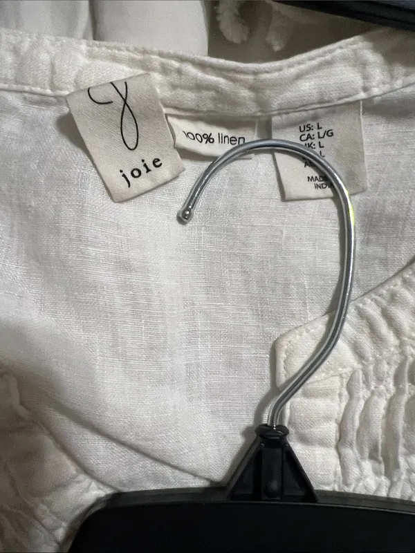 Joie Cream Smocked V-Neck Tunic Top - Image 4