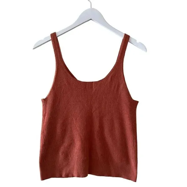 A New Day Burnt Orange Cropped Knit V-Neck Sleeveless Womens’ Tank Top L # 1507 - Image 5