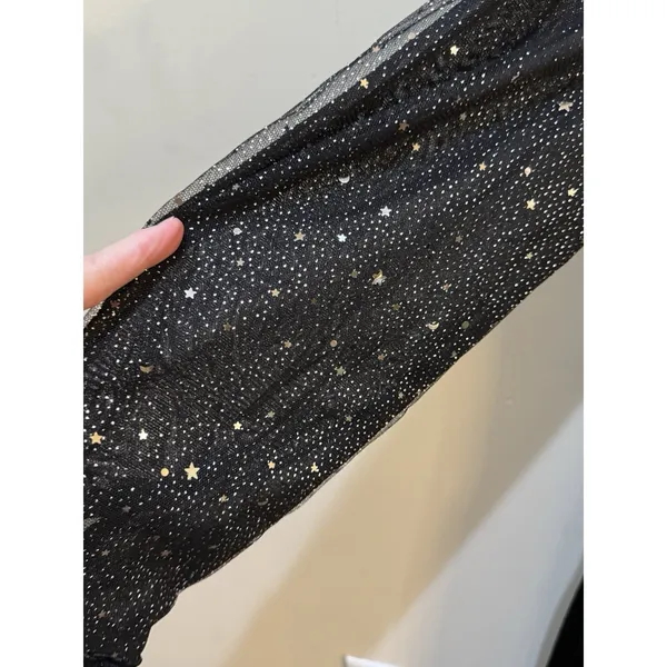 Dalia MacPhee Black Velvet Dress Size 1X Surplice Sheer Celestial Whimsy goth - Image 6