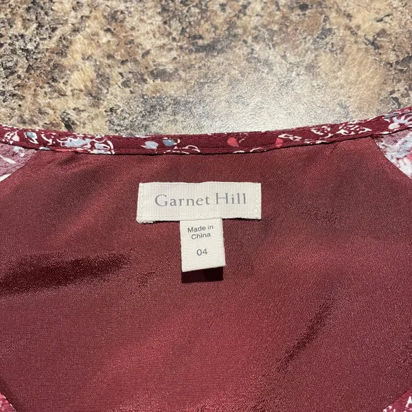 Garnet Hill Womens Dress Boho Fairy Paisley Pockets 3/4 Sleeve V Neck Red 4 GK - Image 3