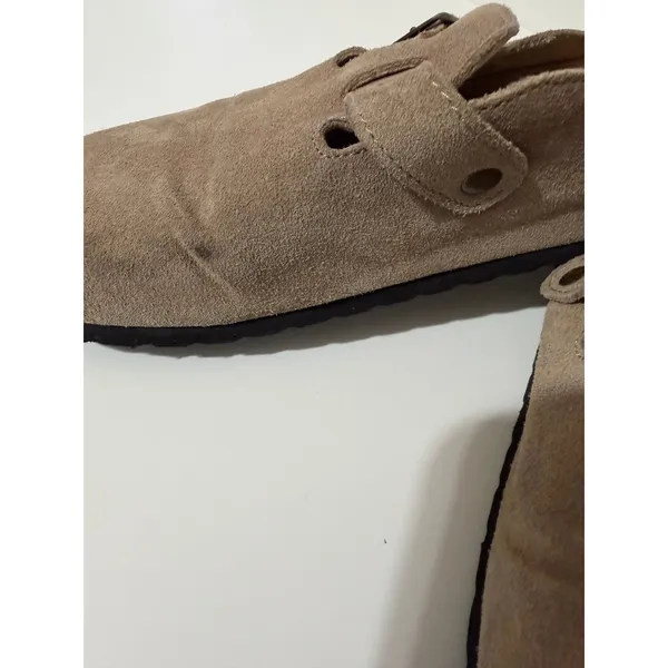 White Mountain Footbeds‎ Womens Size 9 Leather Taupe Suede Buckle Clog Mules - Image 10