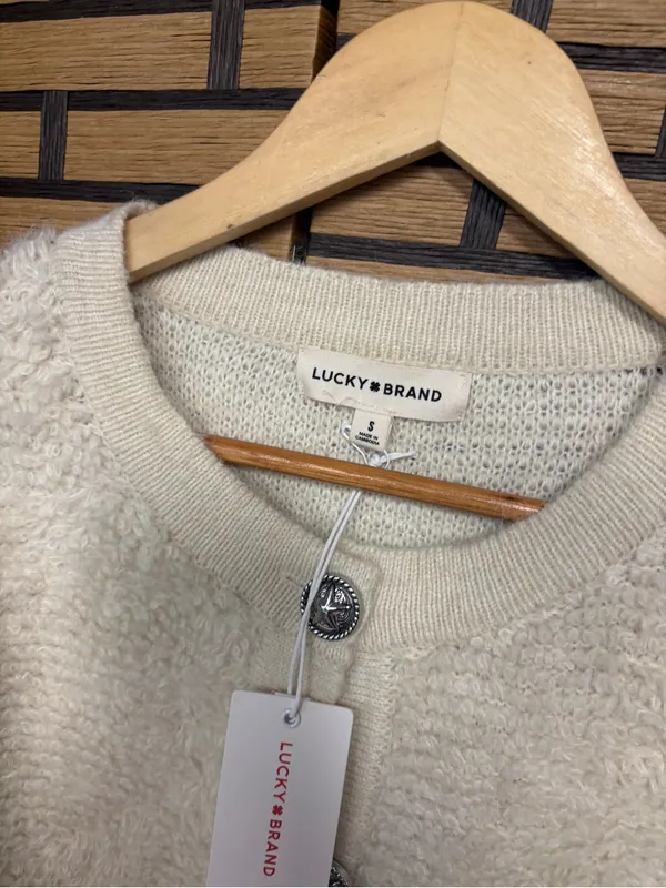 Lucky brand cream button front cardigan size small - Image 5