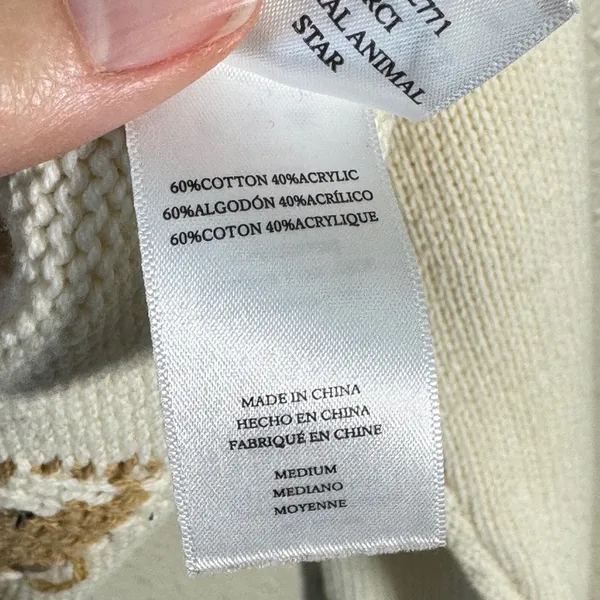 Rails Cream Star Print Crew Neck Sweater Womens M Preppy Classic Casual Cozycore - Image 6