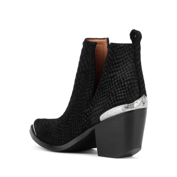 JEFFREY CAMPBELL Cromwell Suede Leather Black Western Ankle Boots Booties - Image 3