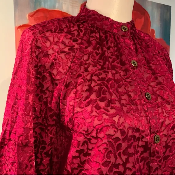 Anthropologie Women's Button Front Sheer Blouse Top Shirt XS X-small EUC - Image 2