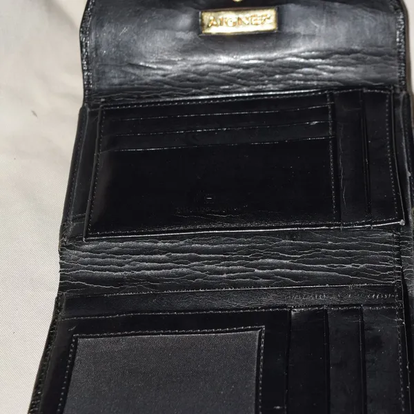 Aigner Wallet, Black, Lizard Embossed Leather - Image 5