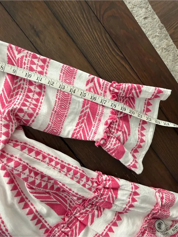 THML Pink & White Embroidered Tiered V-Neck Dress size-S - Image 13